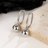 925 Silver Ball Charm Hoop Earrings For Women Wedding Fine Jewelry