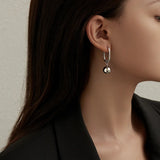 925 Silver Ball Charm Hoop Earrings For Women Wedding Fine Jewelry