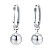 925 Silver Ball Charm Hoop Earrings For Women Wedding Fine Jewelry