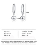925 Silver Ball Charm Hoop Earrings For Women Wedding Fine Jewelry