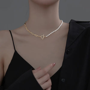 925 Silver Pearl Chian Necklace for Women Jewelry