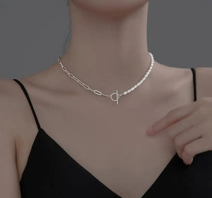 925 Silver Pearl Chian Necklace for Women Jewelry
