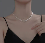 925 Silver Pearl Chian Necklace for Women Jewelry