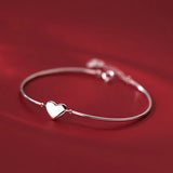 925 Silver Heart Bend Bracelet For Women Wedding Jewelry