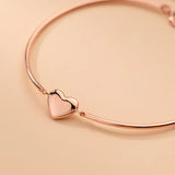 925 Silver Heart Bend Bracelet For Women Wedding Jewelry
