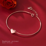 925 Silver Heart Bend Bracelet For Women Wedding Jewelry
