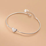 925 Silver Heart Bend Bracelet For Women Wedding Jewelry