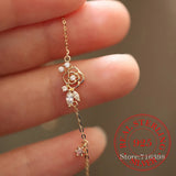 925 Silver Bracelet Rose Flower Crystal Bracelet For Women Girls