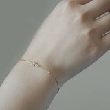 925 Silver Female Bracelet 14K Rose Flower Heart Bracelet