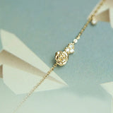 925 Silver Female Bracelet 14K Rose Flower Heart Bracelet