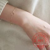 925 Silver Bracelet 14K Round Circle Charm Bracelet Women's Jewelry Gift