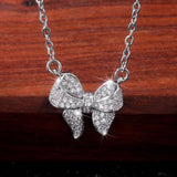 925 Silver Geometric Pendant Necklace Micro Inlaid Zircon Bow Wedding Jewelry
