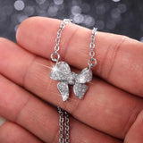 925 Silver Geometric Pendant Necklace Micro Inlaid Zircon Bow Wedding Jewelry