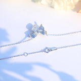 925 Silver Geometric Pendant Necklace Micro Inlaid Zircon Bow Wedding Jewelry