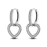 925 Silver Heart Charm Hoop Earrings for Girls Party Jewelry