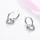 925 Silver Heart Charm Hoop Earrings for Girls Party Jewelry