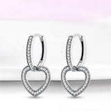925 Silver Heart Charm Hoop Earrings for Girls Party Jewelry