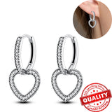925 Silver Heart Charm Hoop Earrings for Girls Party Jewelry