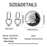 925 Silver Heart Charm Hoop Earrings for Girls Party Jewelry