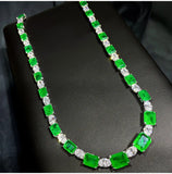 925 Silver Sparkling Emerald High Carbon Tourmaline Choker