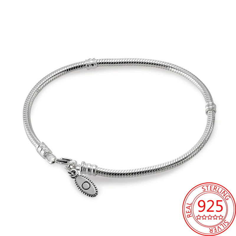 925 Silver Snake Bone Bracelet Lobster Clasp for DIY Charm Jewelry