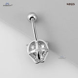 925 Sterling Silver Green Eye Leopard Belly Piercing Crystal Belly Button Ring