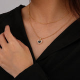 925 Silver Necklace Heart Pendant Shell Pearl Choker