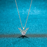 Sterling Silver Deer Pendant Necklace Zircon For Women Girl Anniversary