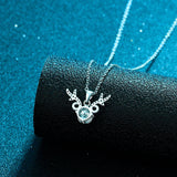 Sterling Silver Deer Pendant Necklace Zircon For Women Girl Anniversary