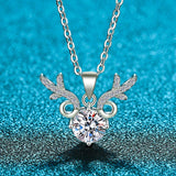 Sterling Silver Deer Pendant Necklace Zircon For Women Girl Anniversary
