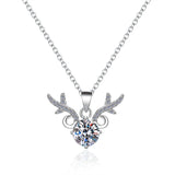Sterling Silver Deer Pendant Necklace Zircon For Women Girl Anniversary