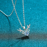 Sterling Silver Deer Pendant Necklace Zircon For Women Girl Anniversary