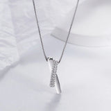 925 Silver Necklace Square Strip Pendant Choker Women
