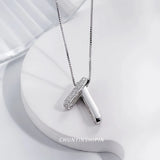 925 Silver Necklace Square Strip Pendant Choker Women