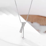 925 Silver Necklace Square Strip Pendant Choker Women