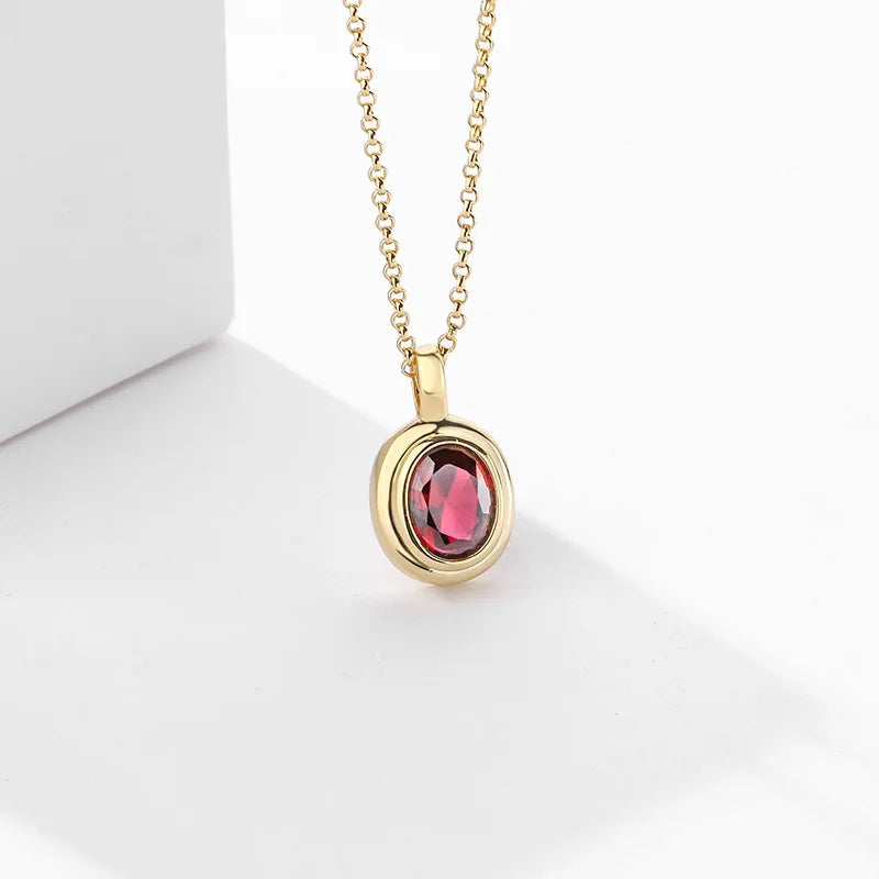 925 Silver Red/Green Zircon Pendant Necklace Women's Fine Jewelry