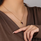 925 Silver Red/Green Zircon Pendant Necklace Women's Fine Jewelry