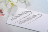 925 Silver Geometric Tassel Drop Earrings with Zircon Crystal