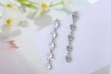 925 Silver Geometric Tassel Drop Earrings with Zircon Crystal