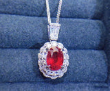 925 Silver Oval Ruby Gemstone Pendant Necklace for Women