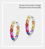 925 Silver Rainbow CZ Huggie Hoop Earrings