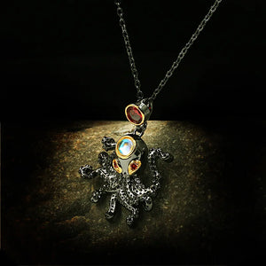925 Silver Ruby Choker Necklace Octopus Pendant Women Party Jewelry