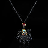 925 Silver Ruby Choker Necklace Octopus Pendant Women Party Jewelry