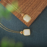925 Silver Jade Pendant Necklace for Women Party Gemstone Fine Jewelry