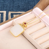 925 Silver Jade Pendant Necklace for Women Party Gemstone Fine Jewelry
