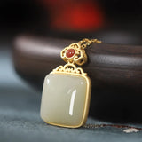 925 Silver Jade Pendant Necklace for Women Party Gemstone Fine Jewelry