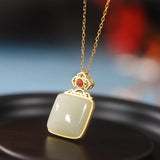 925 Silver Jade Pendant Necklace for Women Party Gemstone Fine Jewelry
