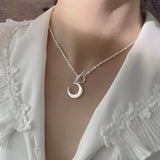 925 Silver Frosted Moon Pendant Women's Necklace