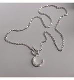 925 Silver Frosted Moon Pendant Women's Necklace