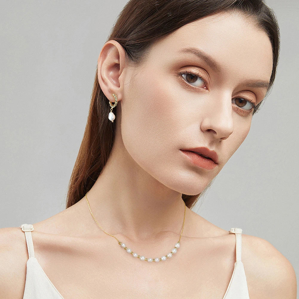 925 Silver Baroque Pearl Studs Vintage Drop Earrings